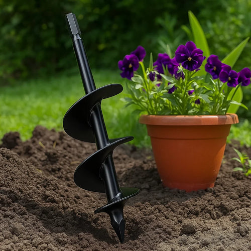 BowLift | SoilBuster Garden Auger Drill Bit - 3-Inch Heavy-Duty Spiral Tool for Planting Bulbs, Flowers, and Vegetables