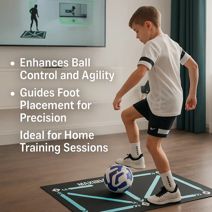 BowLift | Football Pro Training Mat | Anti-Slip, 2x2m Space & Video Program for Skill Enhancement and Home Training
