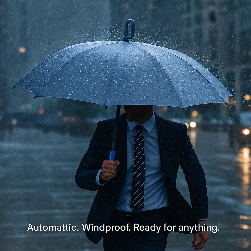 BowLift | Wind-Resistant Automatic Folding Umbrella with Large Buckle Handle – Compact & Durable