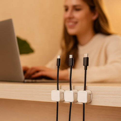 BowLift | Magnetic Cable Organizer - Self-Adhesive Cable Management 6-Piece Set