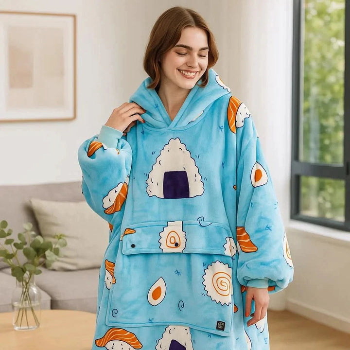 BowLift | USB-heated blanket hoodie with fused warmth