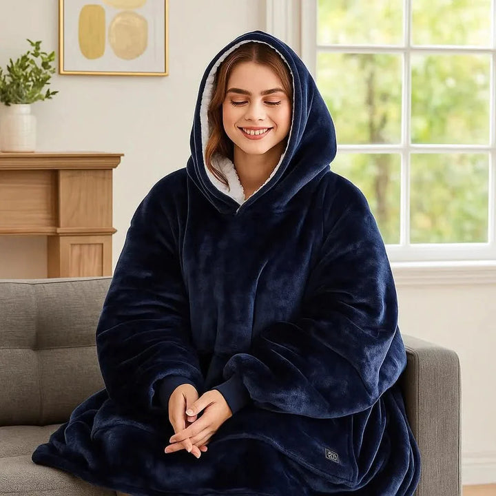 BowLift | USB-heated blanket hoodie with fused warmth