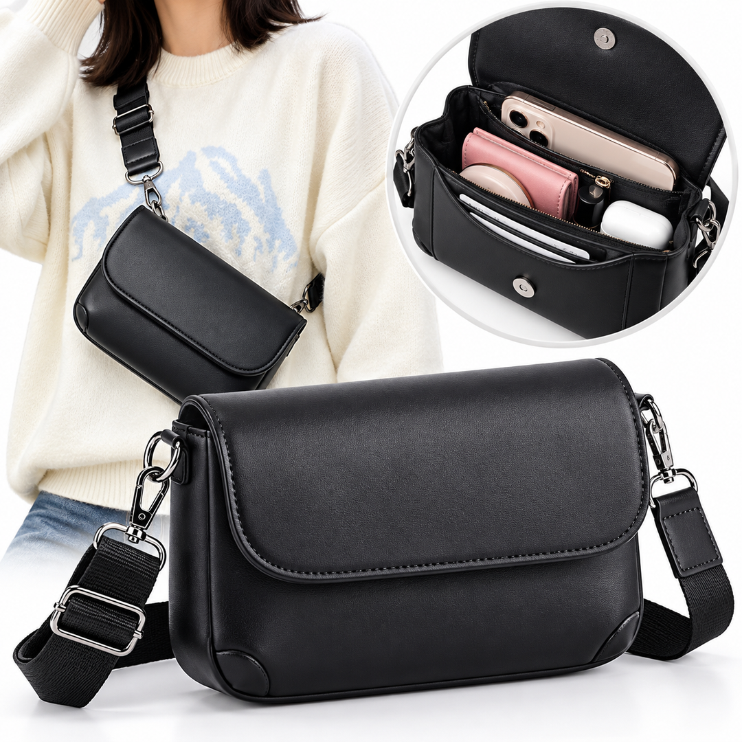Vintage Minimalist Leather Crossbody Sling Bag Bowlift