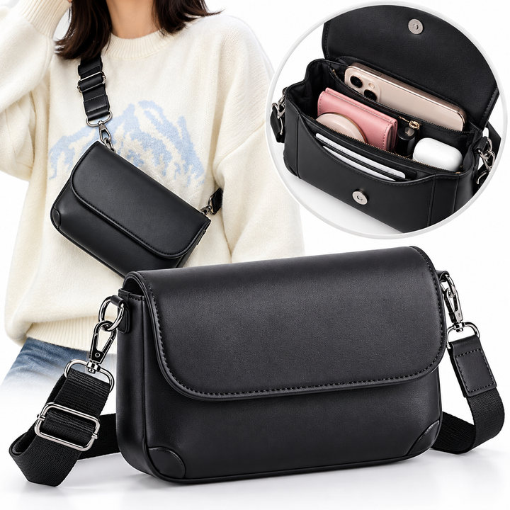 Vintage Minimalist Leather Crossbody Sling Bag Bowlift