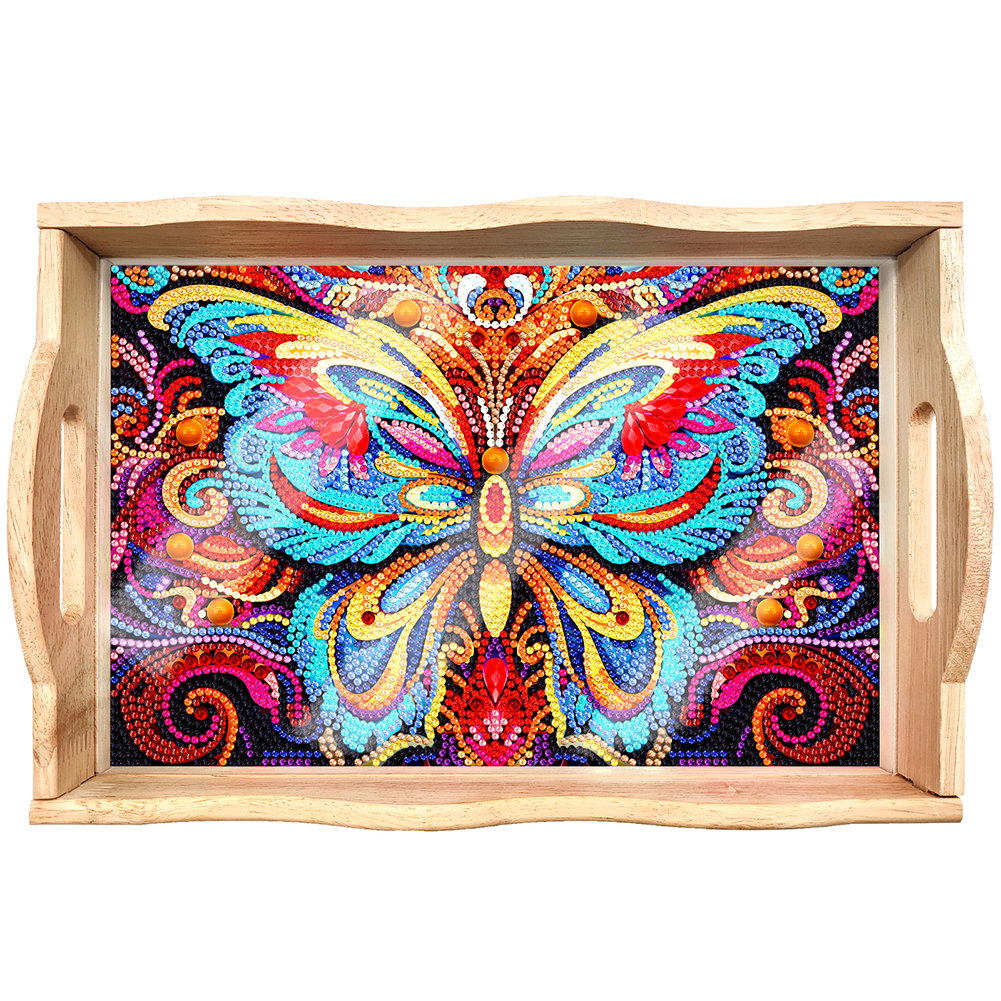 BowLift | DIY Diamond Painting Wooden Tray Food Tray with Handle Living Room Decoration Mandala Wooden Tray Kit