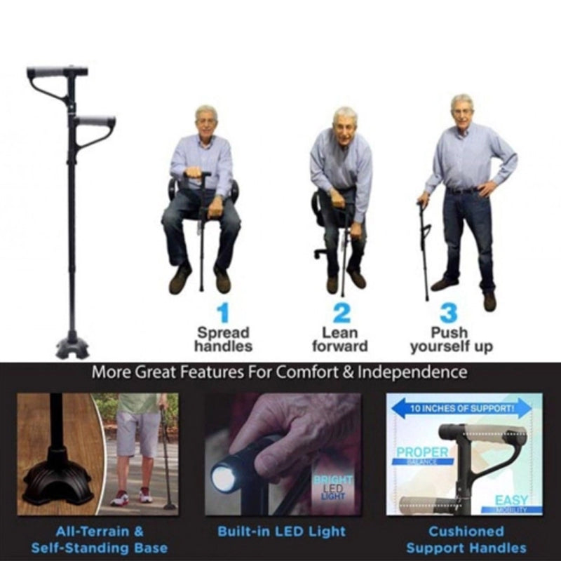 BowLift | Non-slip Folding Walking Stick With LED Light