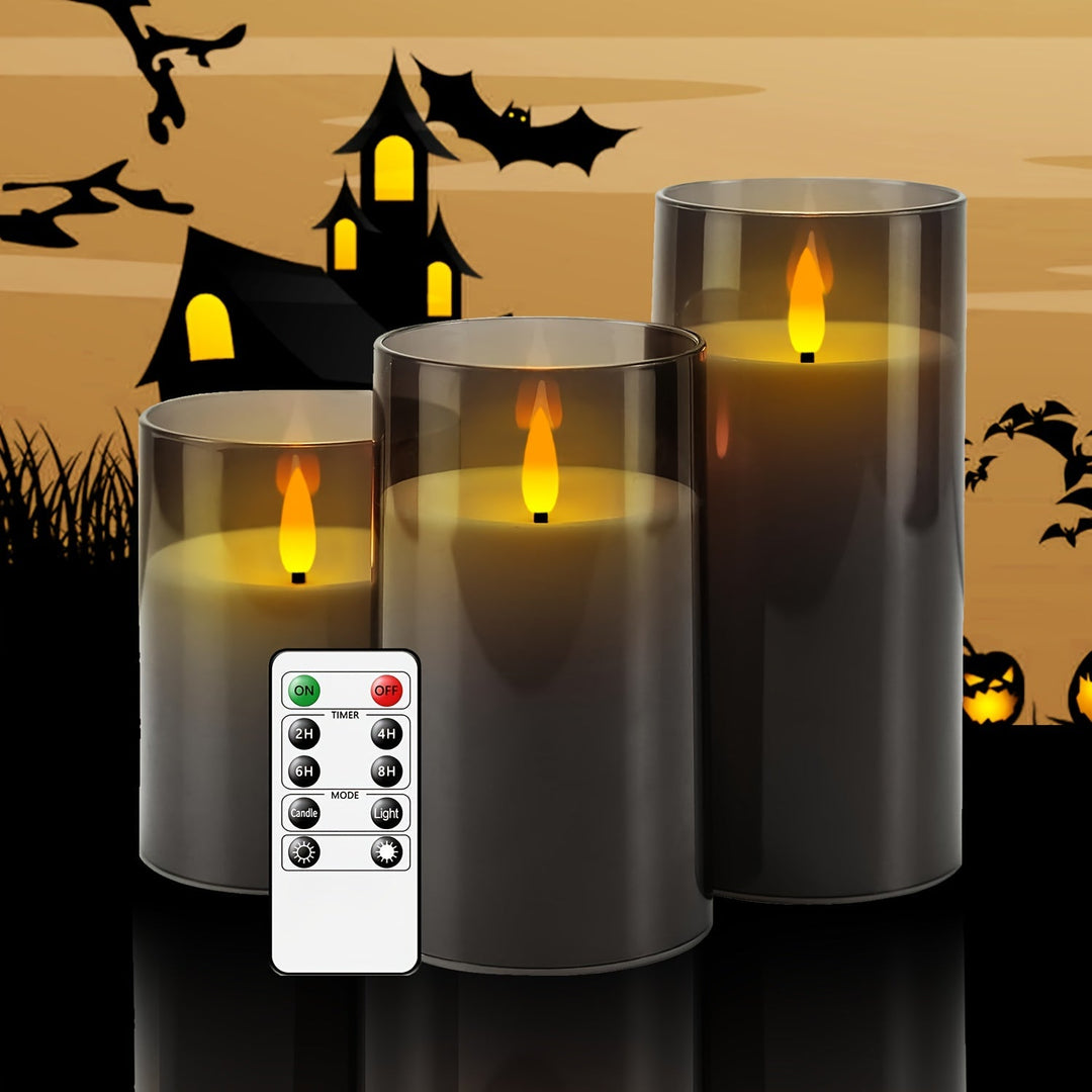 FlamelessGlow – Gray LED Candle with Timer Bowlift