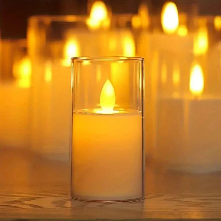 LED candle with remote control & timer in glass design | Bowlift