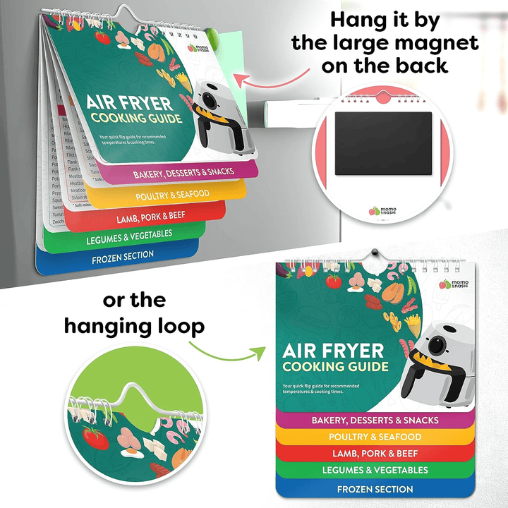 Air Fryer Cheat Sheet Magnets Cooking Guide Booklet | Bowlift