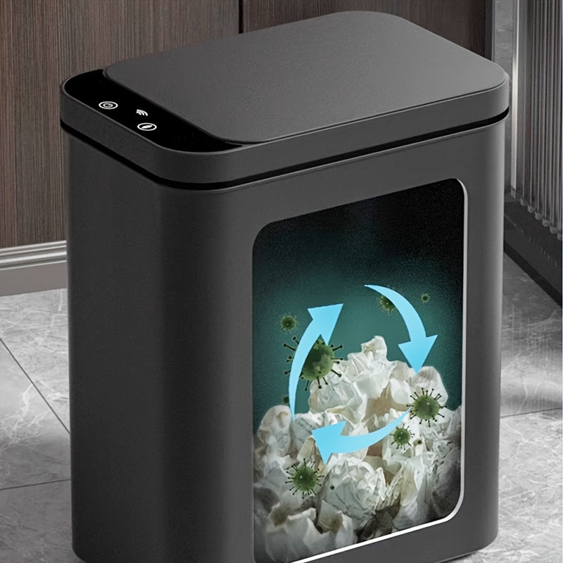 Set of 2 Smart Sensor Trash Bins – Touchless and Compact (Black) | Bowlift
