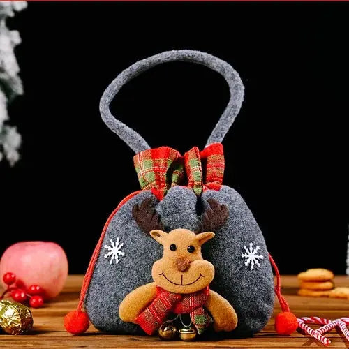 BowLift | Christmas Gift Bags | Reusable Fabric with Drawstring | Santa, Snowman & Reindeer Patterns | 2 Sizes