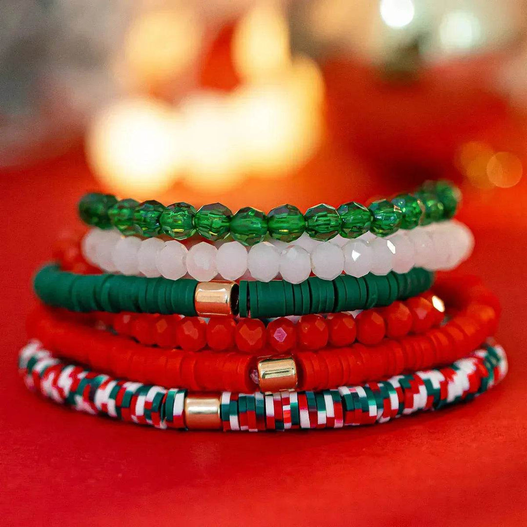 BowLift | Christmas Polymer Clay Color Bracelet set  Xmas gift idea