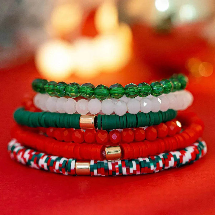 BowLift | Christmas Polymer Clay Color Bracelet set  Xmas gift idea