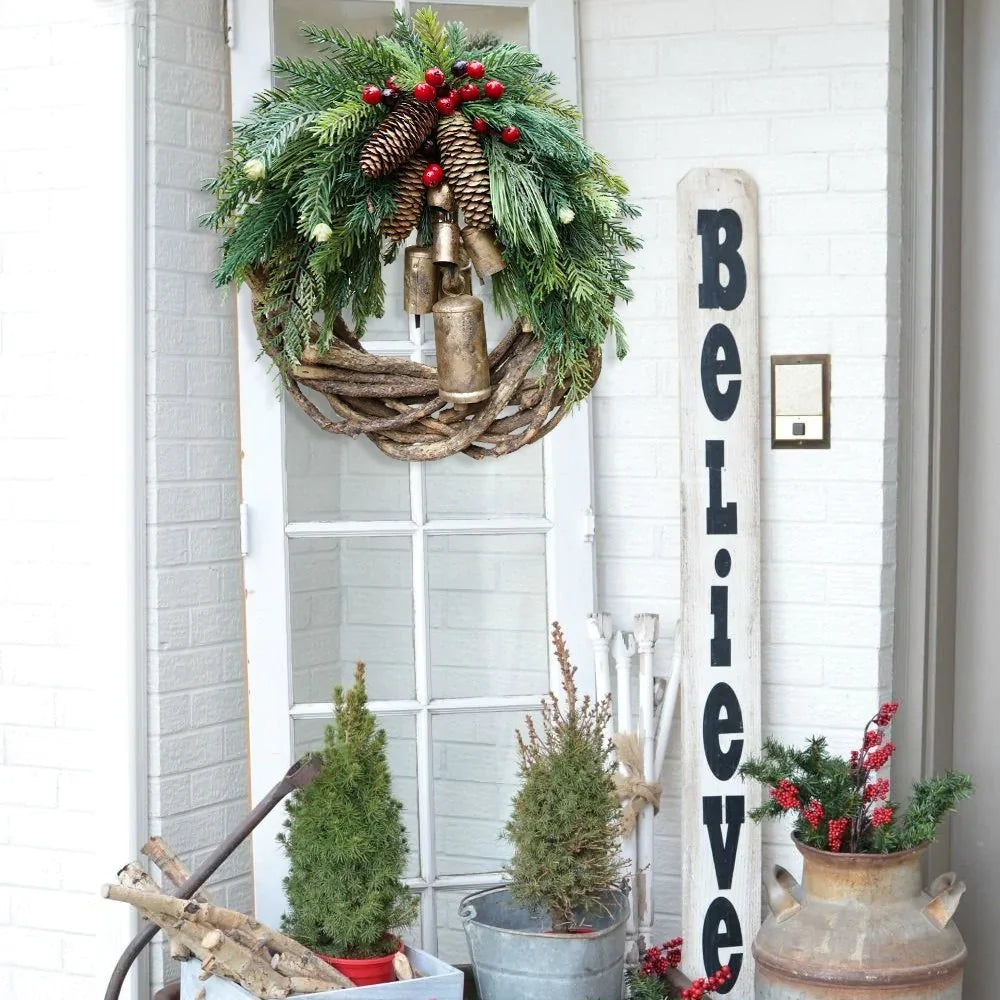 BowLift | Boho Christmas wreath with bells | Door & wall decoration | Handmade