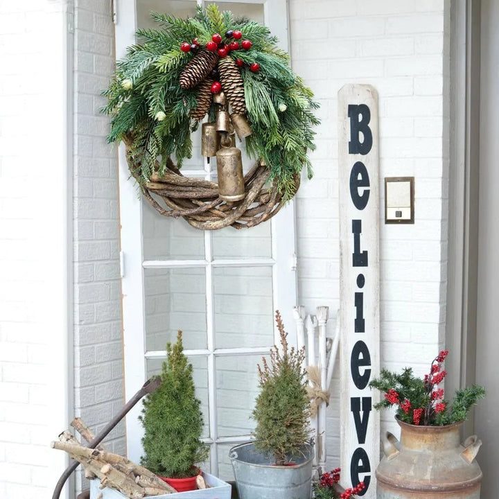 BowLift | Boho Christmas wreath with bells | Door & wall decoration | Handmade