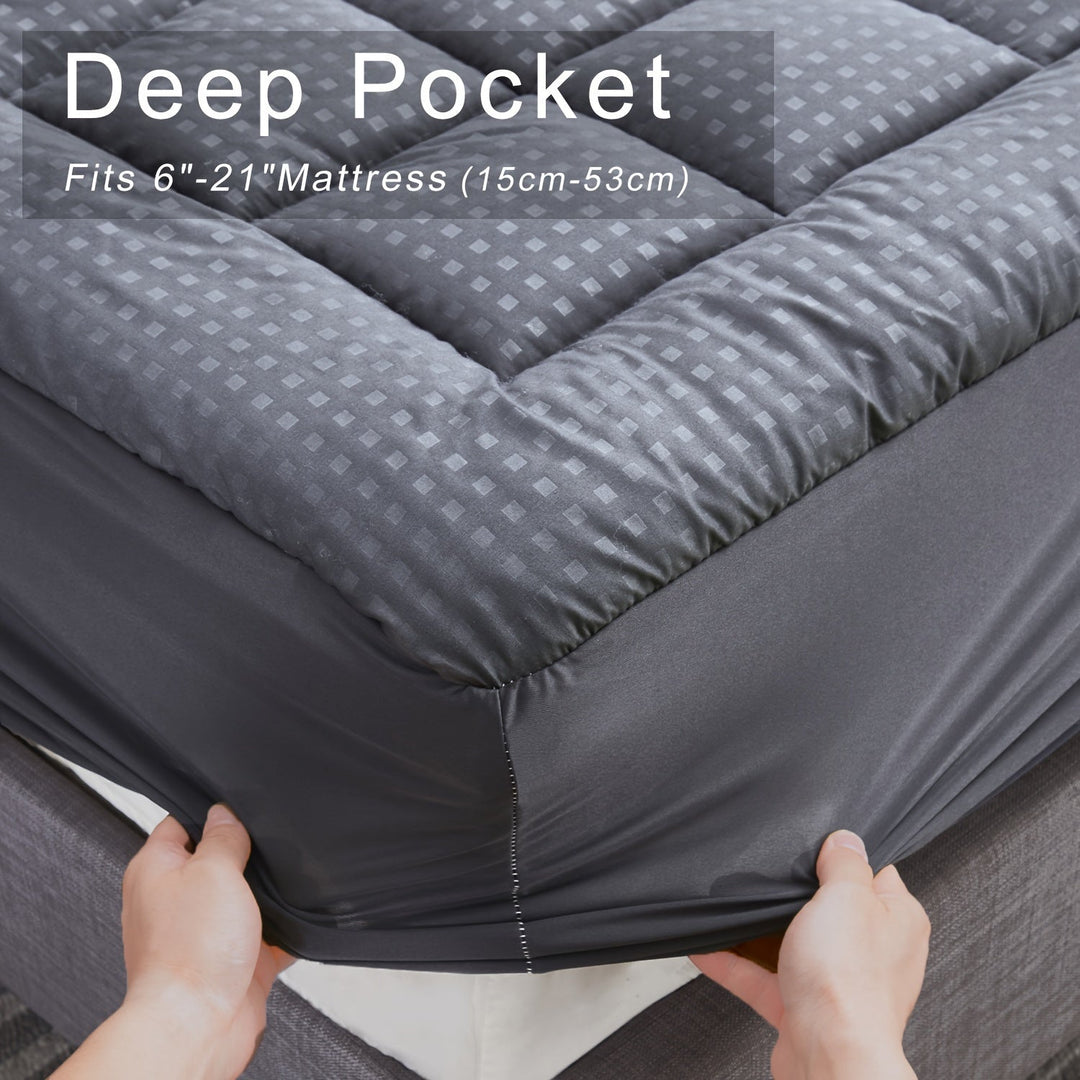Ultimate Cooling Mattress Pad – Premium Quilted Pillow Top, Luxuriously Fluffy and Ultra-Breathable with Secure 14-18 Deep Pocket Cover – Enhanced Sleep Comfort, 1pc | Bowlift