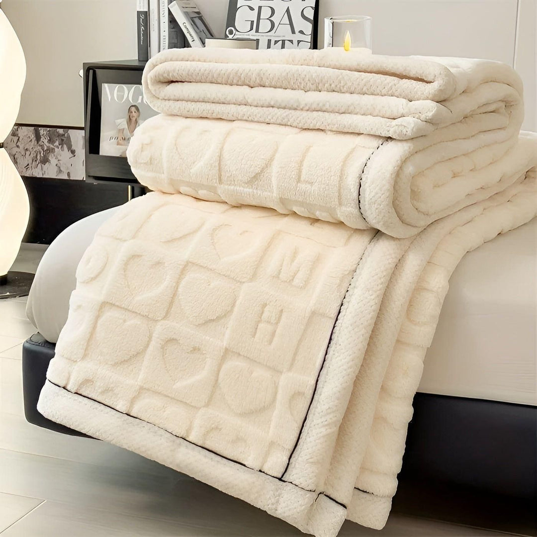 CoralDream Bowliftanket - Warm Fleece Winter Bowliftanket with DouBowlifte-Sided Heart and Letter Design | Bowlift