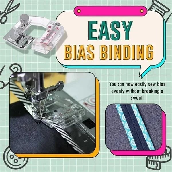 BowLift | Adjustable Bias Tape Binding Foot | Sewing Machine Presser Foot | Transparent Guide | 0.5–2cm