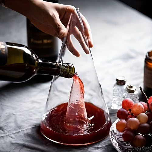 Red Wine Decanter made of Glass – Stylish Aeration with Waterfall Pouring | Includes Cooling Container | Bowlift
