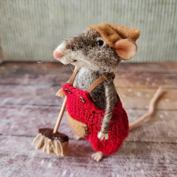 BowLift | Handmade Felted Mouse Decoration | Eco-Friendly Wool | Holiday Ornament & Gift