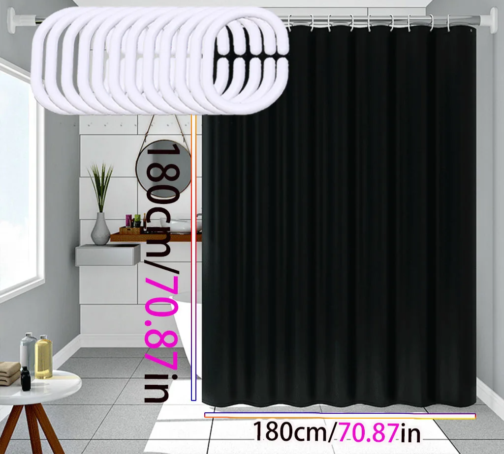 AquaShield Black Shower Curtain – Waterproof, Stylish and Eco-Friendly – Pure Black Design Bowlift