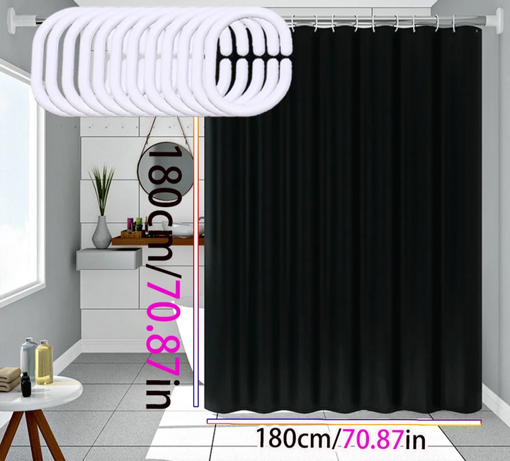 AquaShield Black Shower Curtain – Waterproof, Stylish and Eco-Friendly – Pure Black Design Bowlift
