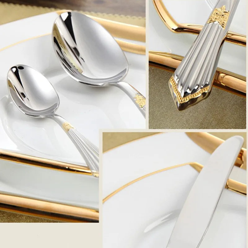 BowLift | 4-Piece Luxury Gold Inlay Cutlery Set