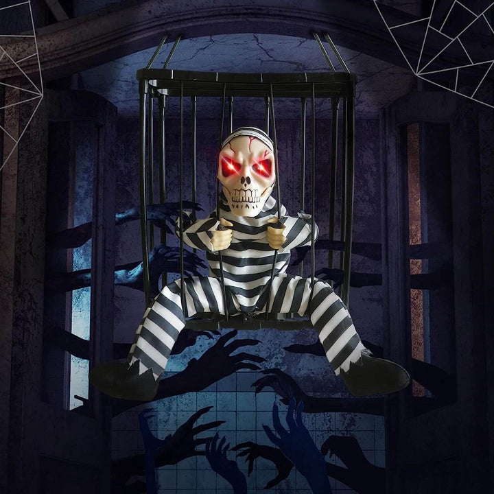 BowLift | Halloween Decoration – Movable Prisoner in Cage with Sound and Motion Sensor