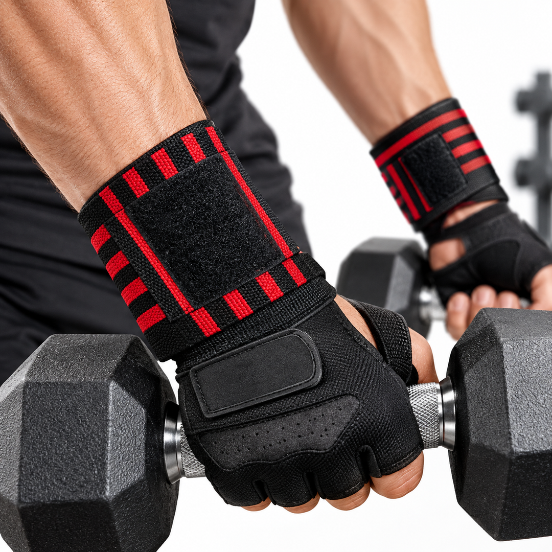 Heavy-Duty Elastic Wrist Wraps with Thumb Loop and Velcro Compression Bowlift