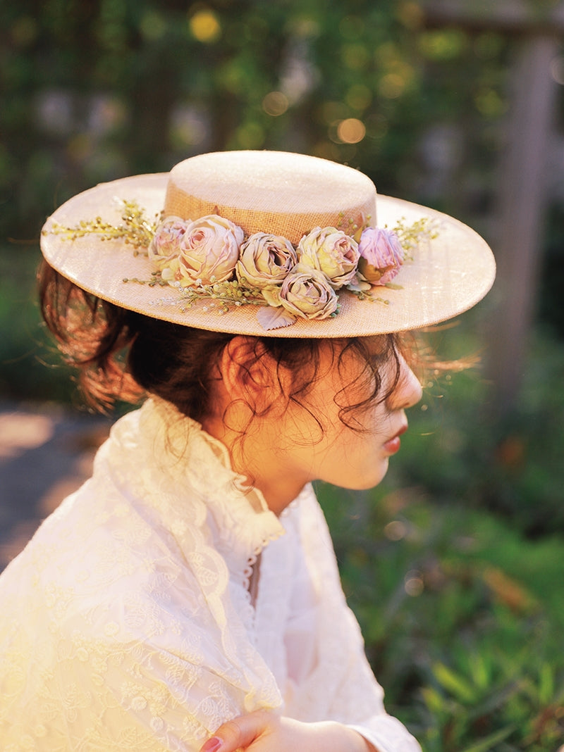 BowLift | Handmade French Hat, Retro And Elegant Hollow Flower Forest Style Flat Hat