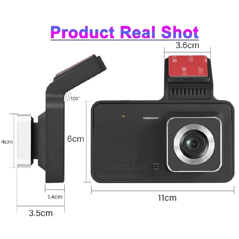 BowLift |  Dashcam with two lenses, 1080P HD and night vision - 170° wide angle