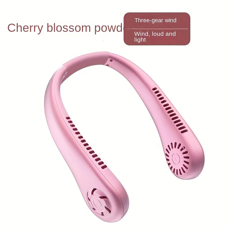1pc Hands-Free Portable Neck Fan - Rechargeable, Leafless, and USB Powered - Perfect for Desk and Travel Use | Bowlift