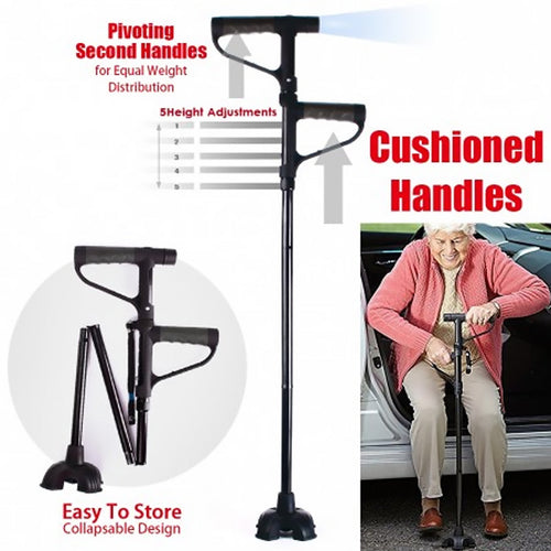 BowLift | Non-slip Folding Walking Stick With LED Light