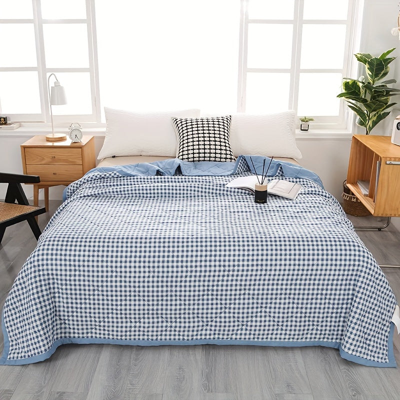 Elegant Preppy Plaid Summer Blanket for Cool Nights | Bowlift