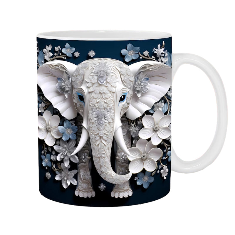 3D Elephant Flowers Mug | Bowlift