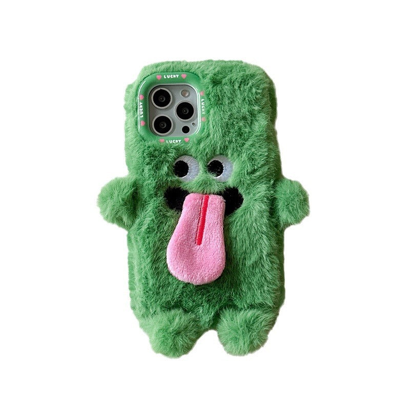 BowLift | Funny Tongue Sticking Out Plush Phone Case For iPhone