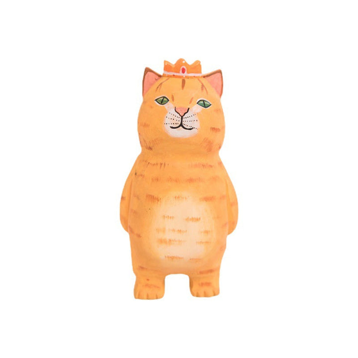 Handmade Cute Cat Wood Carving Ornaments | Bowlift