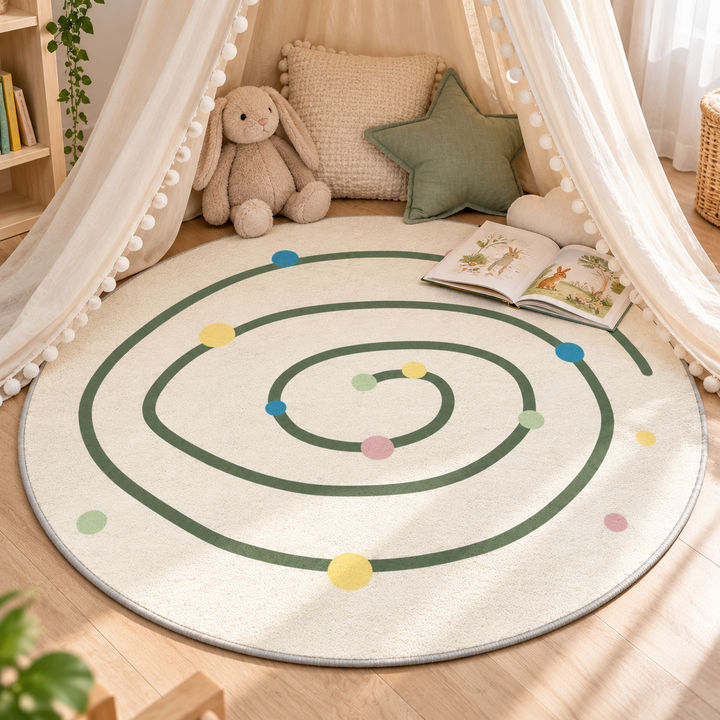 Round Alphabet Playroom Rug Soft Non-Slip Educational Floor Mat Bowlift