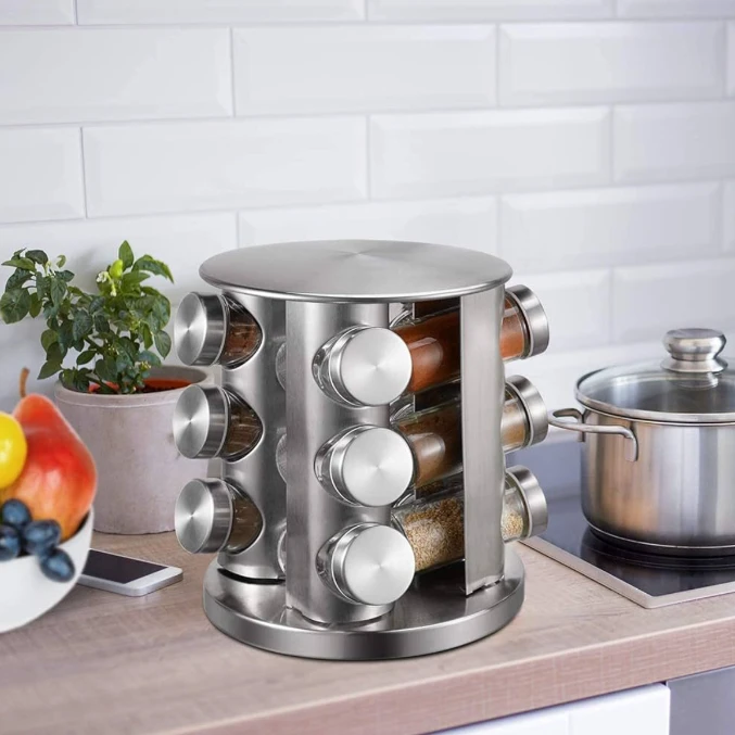 Rotating spice rack with 12 jars | Bowlift