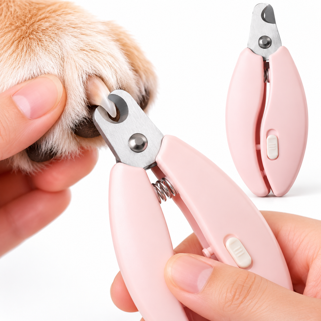 Compact Ergonomic Pet Nail Clippers with Safety Stop and Retractable File Bowlift