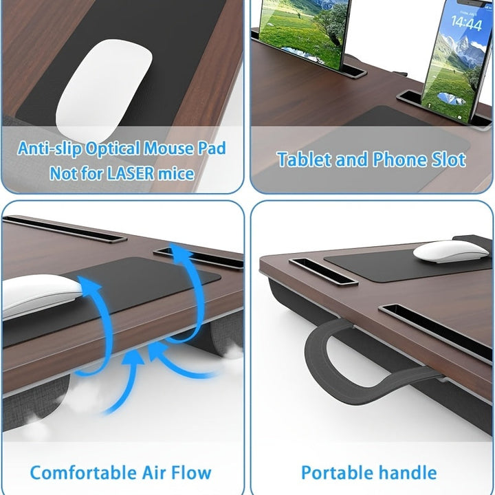 Ergonomic laptop stand with wrist support and device slots | Bowlift