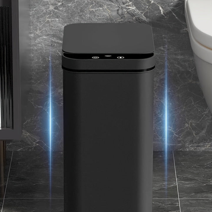 Set of 2 Smart Sensor Trash Cans – Touchless and Compact (Black) | Bowlift