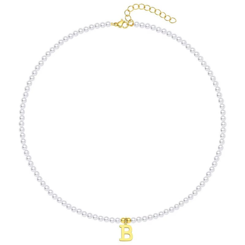 BowLift | Elegant Gold Accented Pearl Letter Initial Necklace