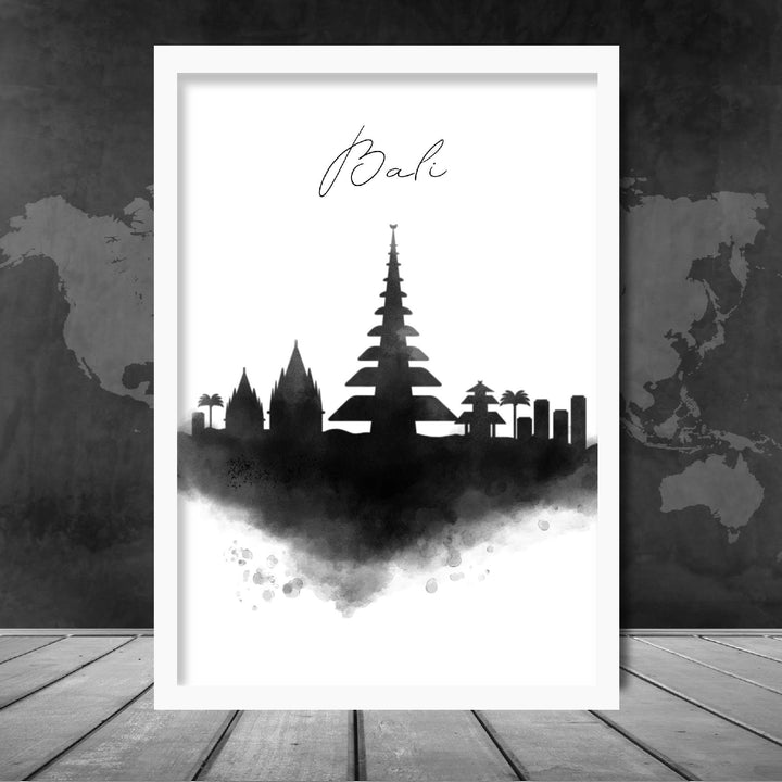 Bali Watercolor Skyline City View Print | Bowlift