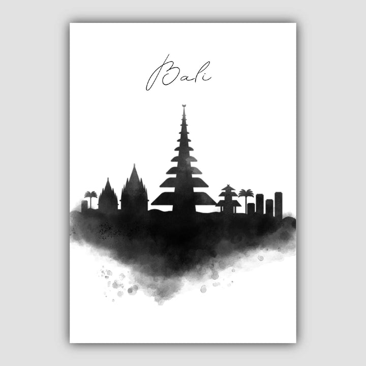 Bali Watercolor Skyline City View Print | Bowlift