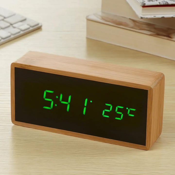 BambooTime - LED Alarm Clock made of Bamboo Bowlift