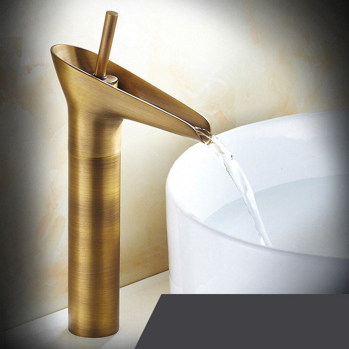 BowLift | Waterfall Antique Faucet Bathroom Sink Faucet Brass Sink Mixers