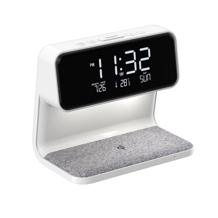BowLift | 3 In 1 Bedside Lamp with Wireless Charger LCD Alarm Clock and Dimmable LED