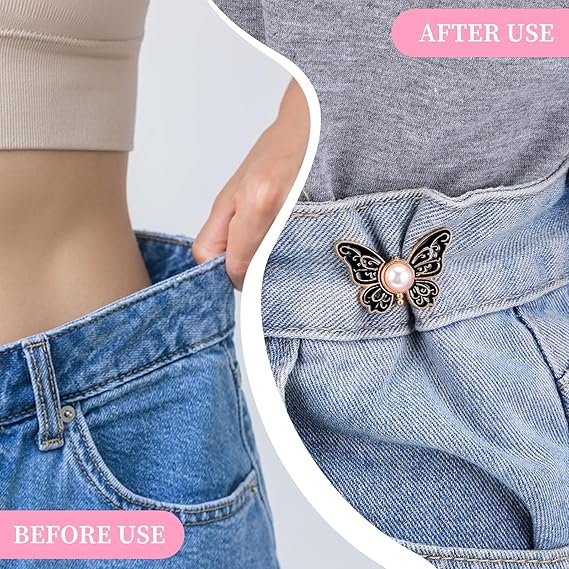 BowLift | Detachable Clothing Clips | Adjustable Metal Waist Pins | No-Sew Jean & Skirt Fasteners