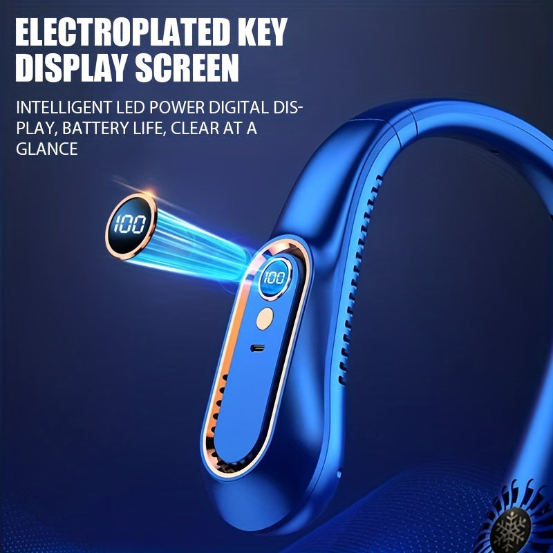 Stay Cool And Comfortable With This USB Rechargeable 5-Speed Adjustable Neck Fan - Digital Display & Bladeless! | Bowlift